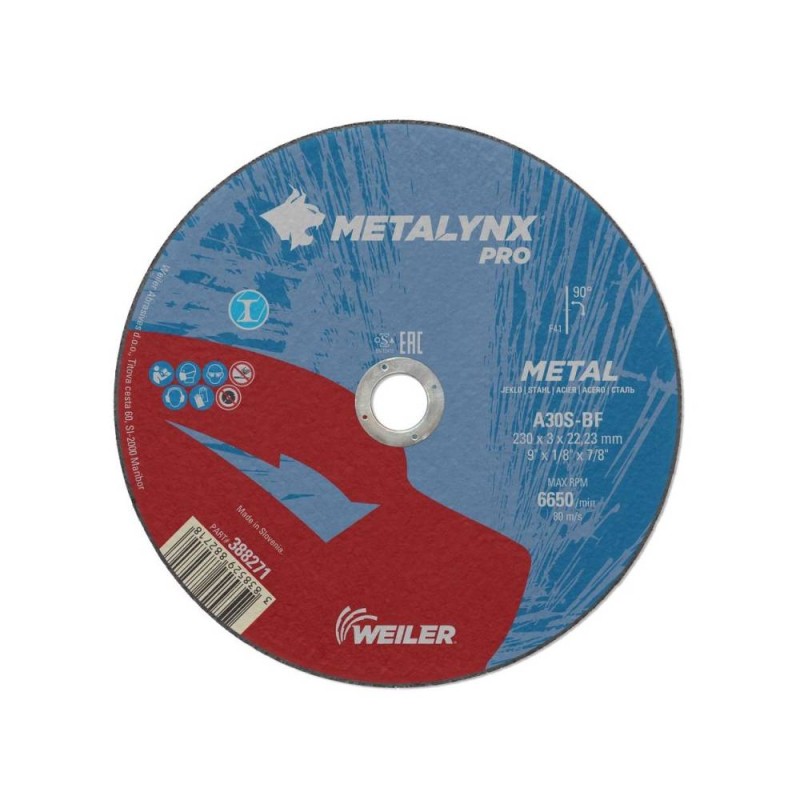 Disc abraziv de debitare, Professional Metal, 230x3.0 mm, Metalynx