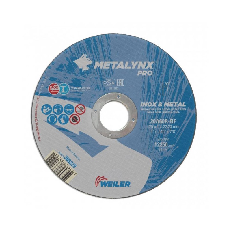 Disc abraziv de debitare, Professional Inox, 125x1.0 mm, Metalynx