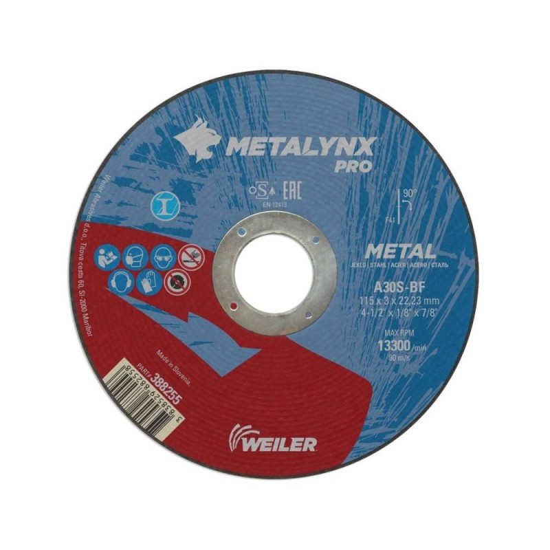 Disc abraziv de debitare metal, 115 x 3.0 mm, Metalynx Pro