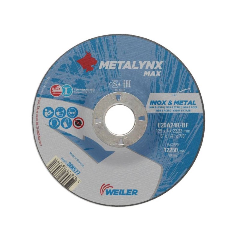 Disc abraziv polizare inox si metal, 125 x 7 mm, Metalynx Max