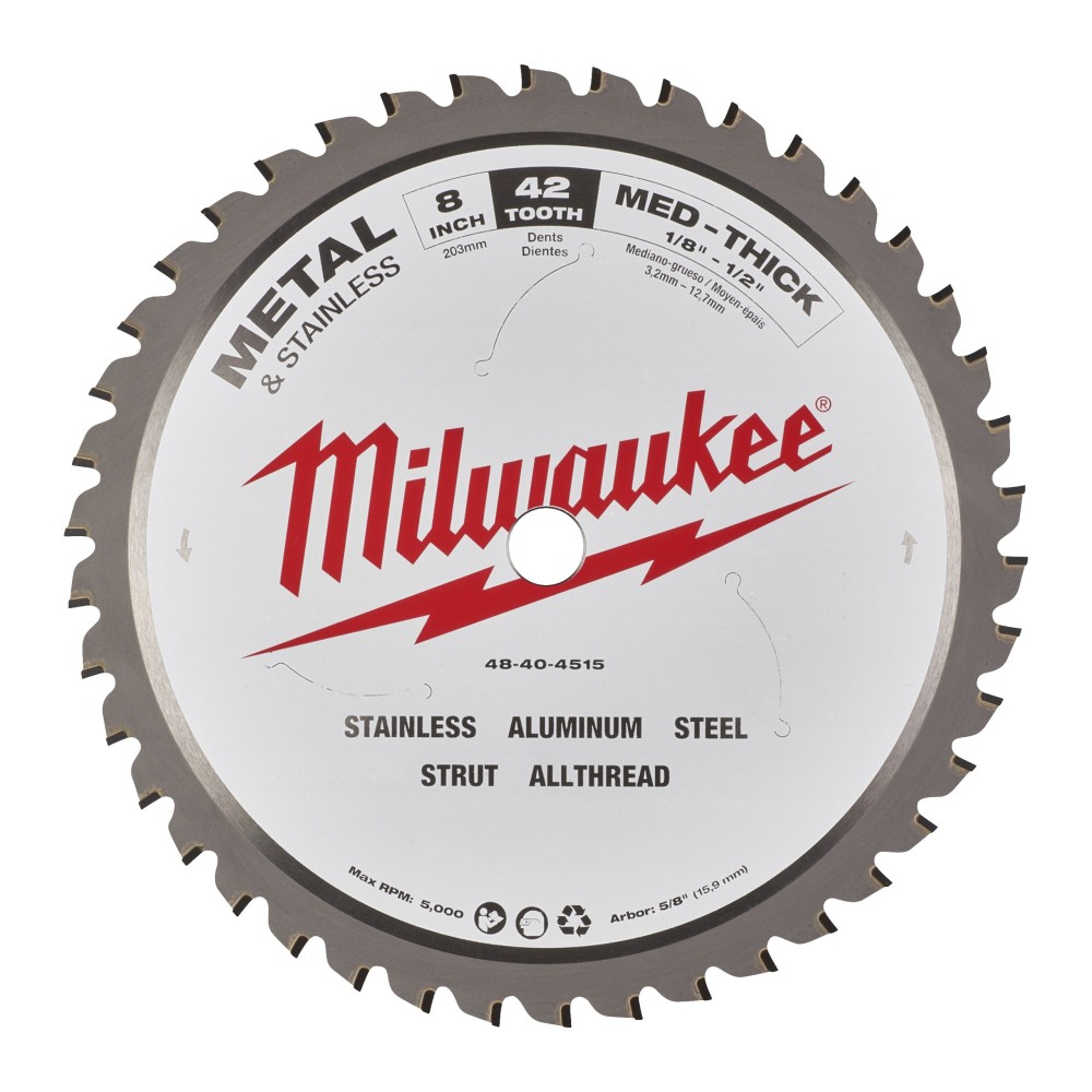 Disc taiere metal pentru fierastrau circular, D 203x1.8 mm, 5/8", 42 dinti, Milwaukee