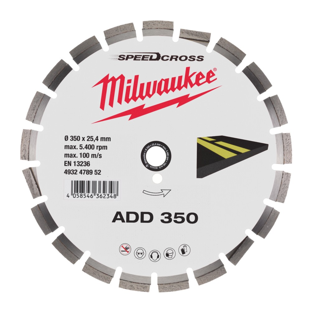 Disc diamantat SPEEDCROSS debitare asfalt, diametru 350 mm, Milwaukee