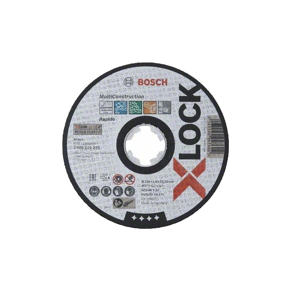 Disc abraziv taiere X-Lock 125x1.6mm Multi Material, Bosch