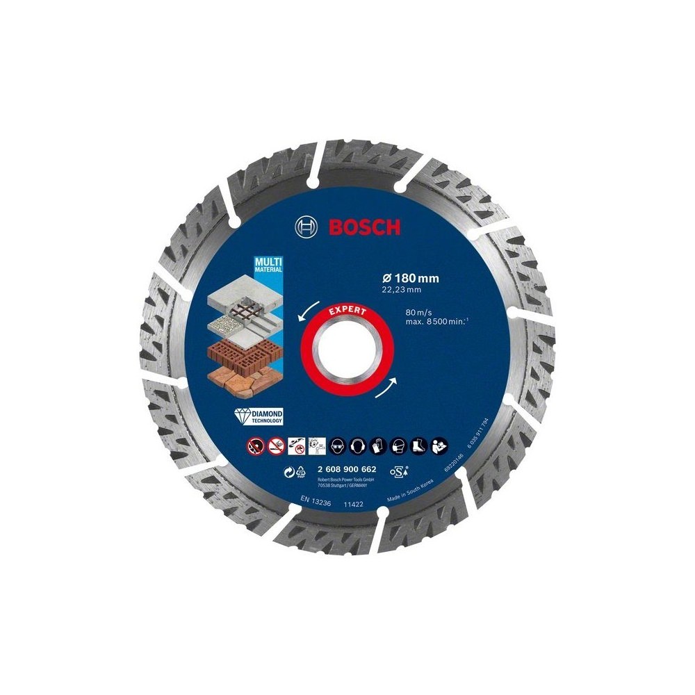 Disc diamantat Multi Material 180x22.23x2.4x12mm Expert, Bosch