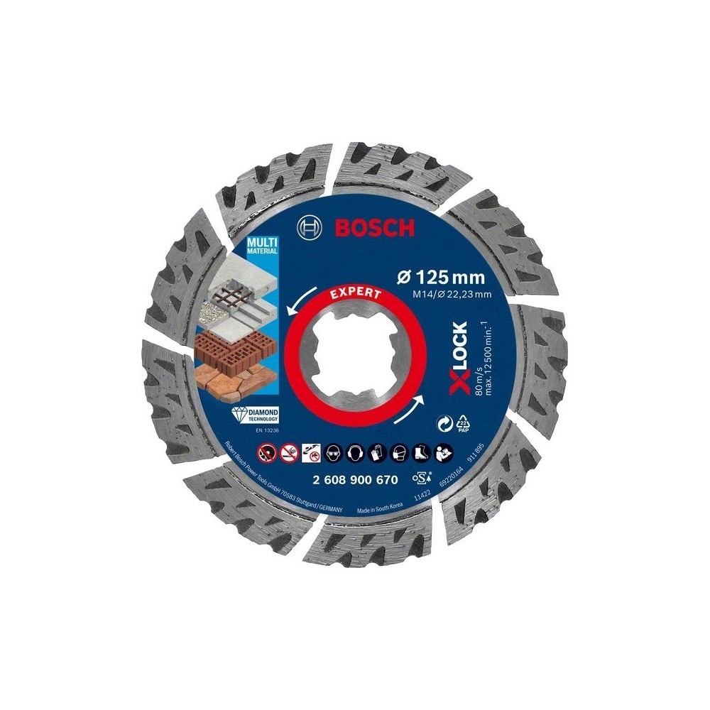 Disc diamantat MultiMat X-lock 125x22mm, 23x2.4x12mm, Bosch