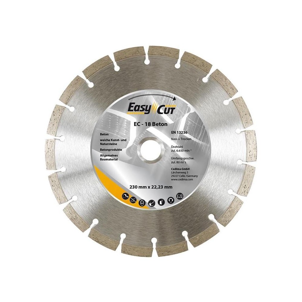 Disc de taiere diamantat EC-18, 115x1.9x10x22.23mm, Cedima