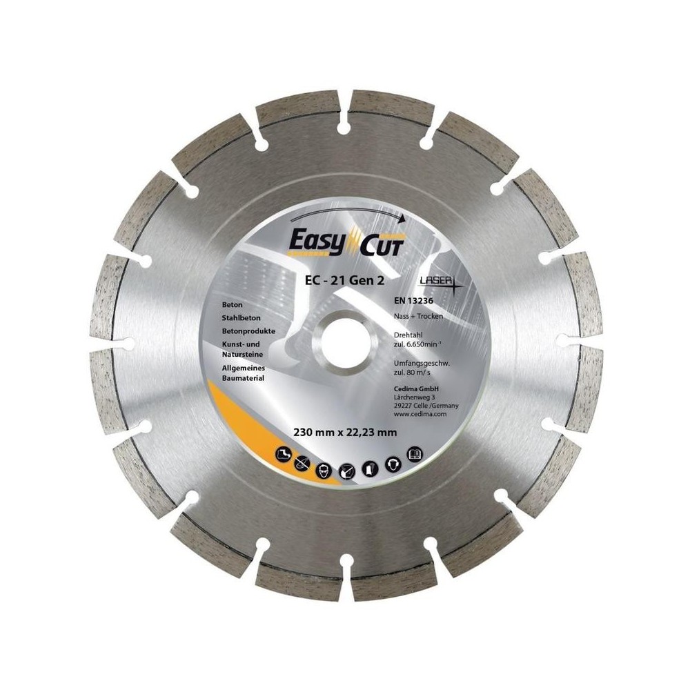 Disc de taiere diamantat EC-21.2, 115x2.1x12x22.23mm, Cedima
