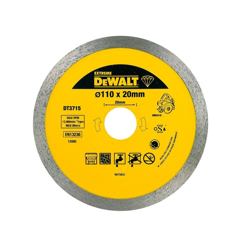 Disc diamantat 110x20mm pentru ceramice, granit si marmura, DeWALT