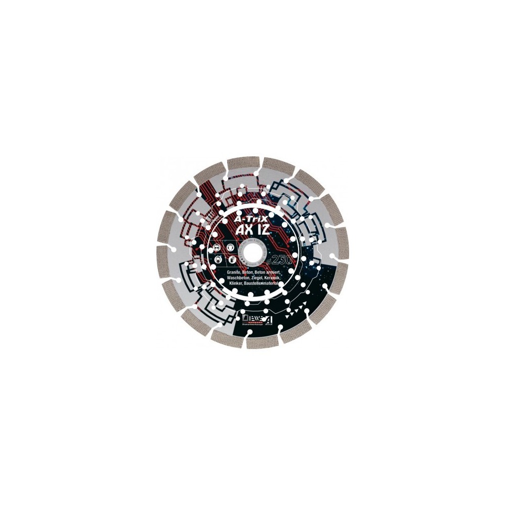 Disc diamantat A-Trix AX12, Ø125x22.23mm, pentru Granit, Piatra naturala, beton armat, Diewe