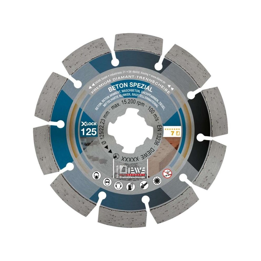Disc diamantat Beton Spezial X-Lock, Ø115mm, prindere X-LOCK, Diewe