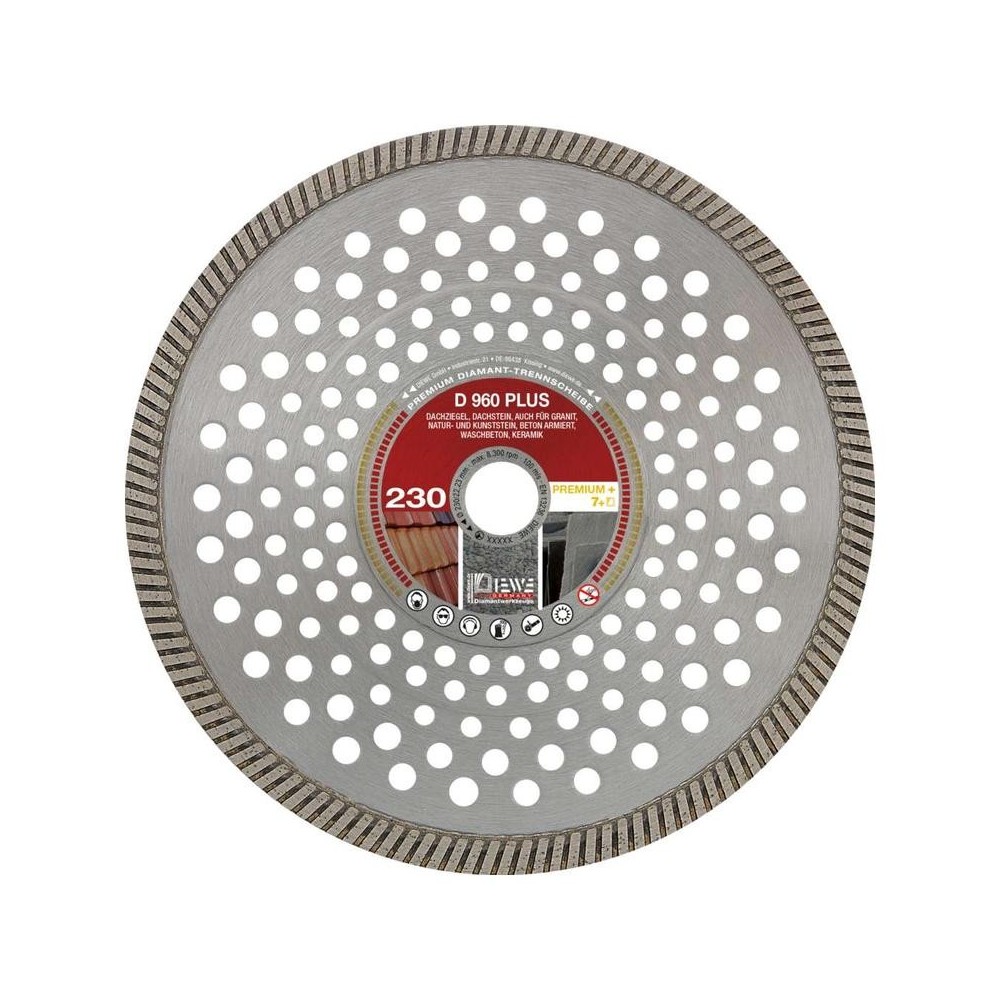 Disc diamantat D960Plus, Ø300x30mm, pentru Tigla, Beton armat, Ceramica, Diewe