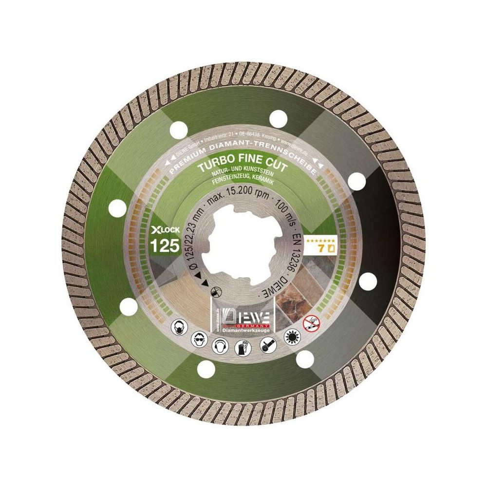 Disc diamantat Turbo Fine Cut X-Lock, Ø115mm, prindere X-LOCK, Diewe