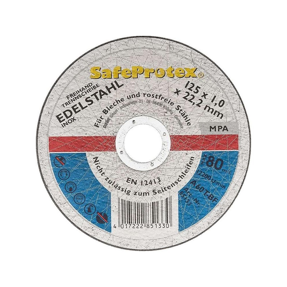 Disc taiere Safeprotex INOX, Ø125x22.23mm, 10 bucati, Diewe