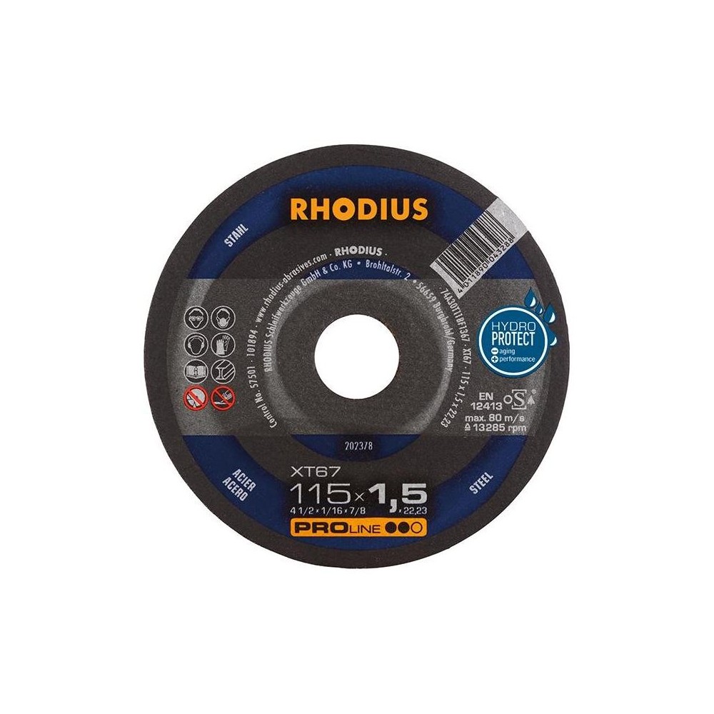 Disc de taiere XT67 115x1.5mm, Rhodius