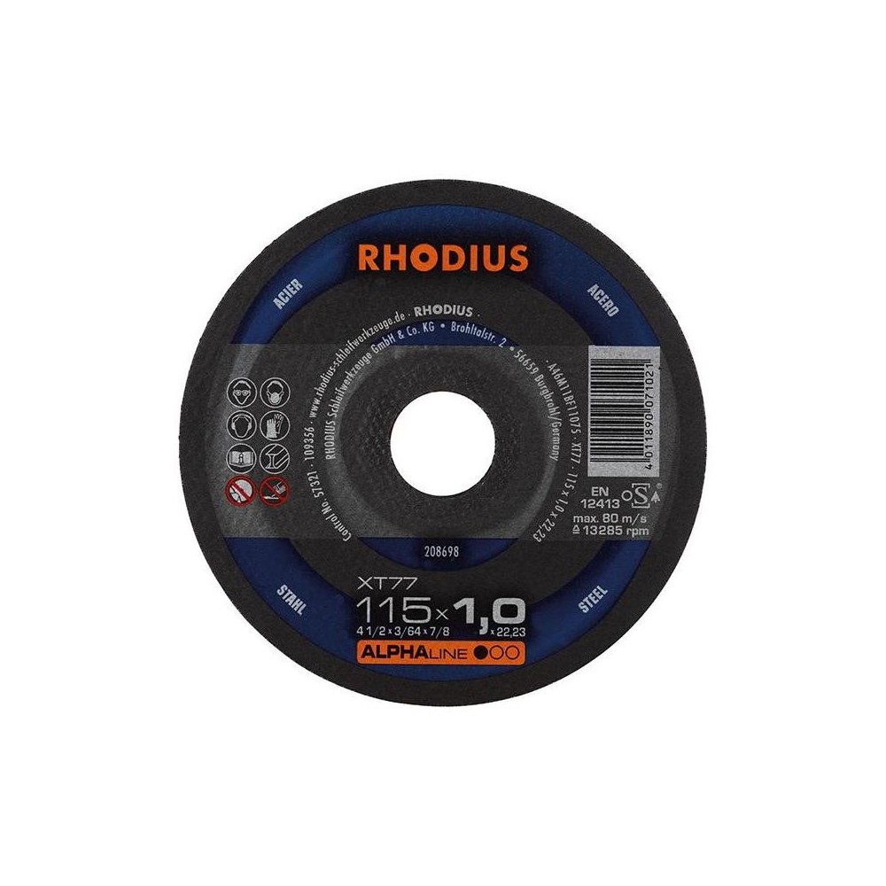Disc de taiere XT77 115x1.0mm, Rhodius