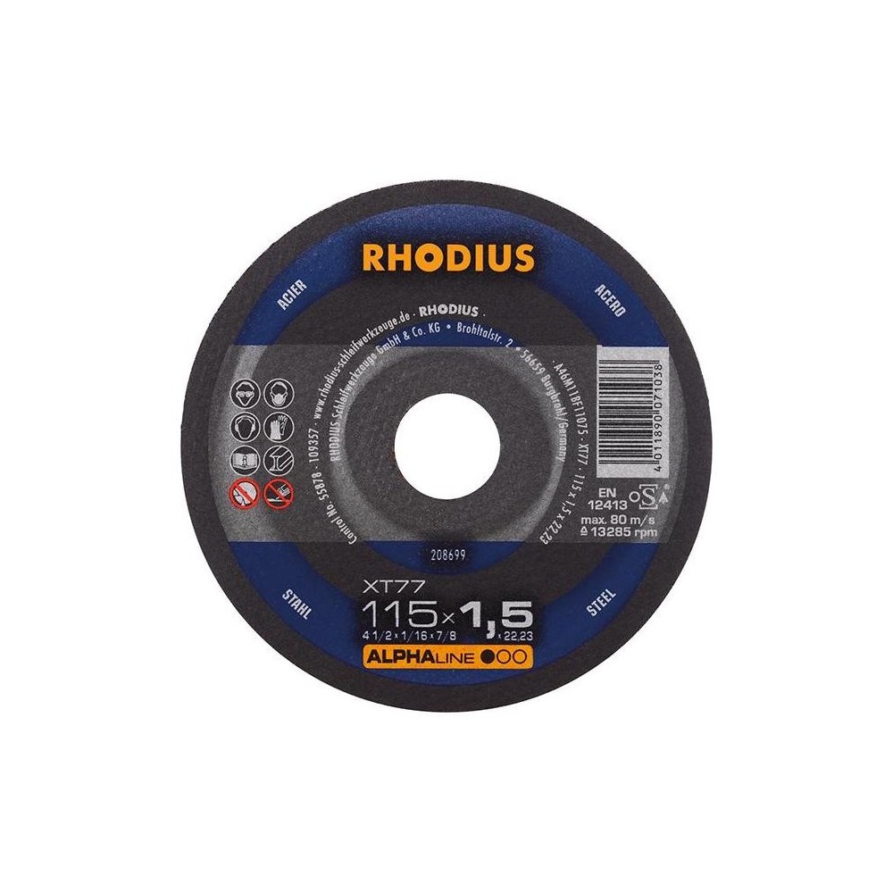 Disc de taiere XT77 115x1.5mm, Rhodius