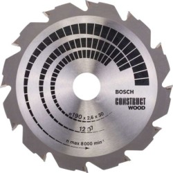 Panza fierastrau circular Construct Wood 190x30mm, 12 dinti, Bosch