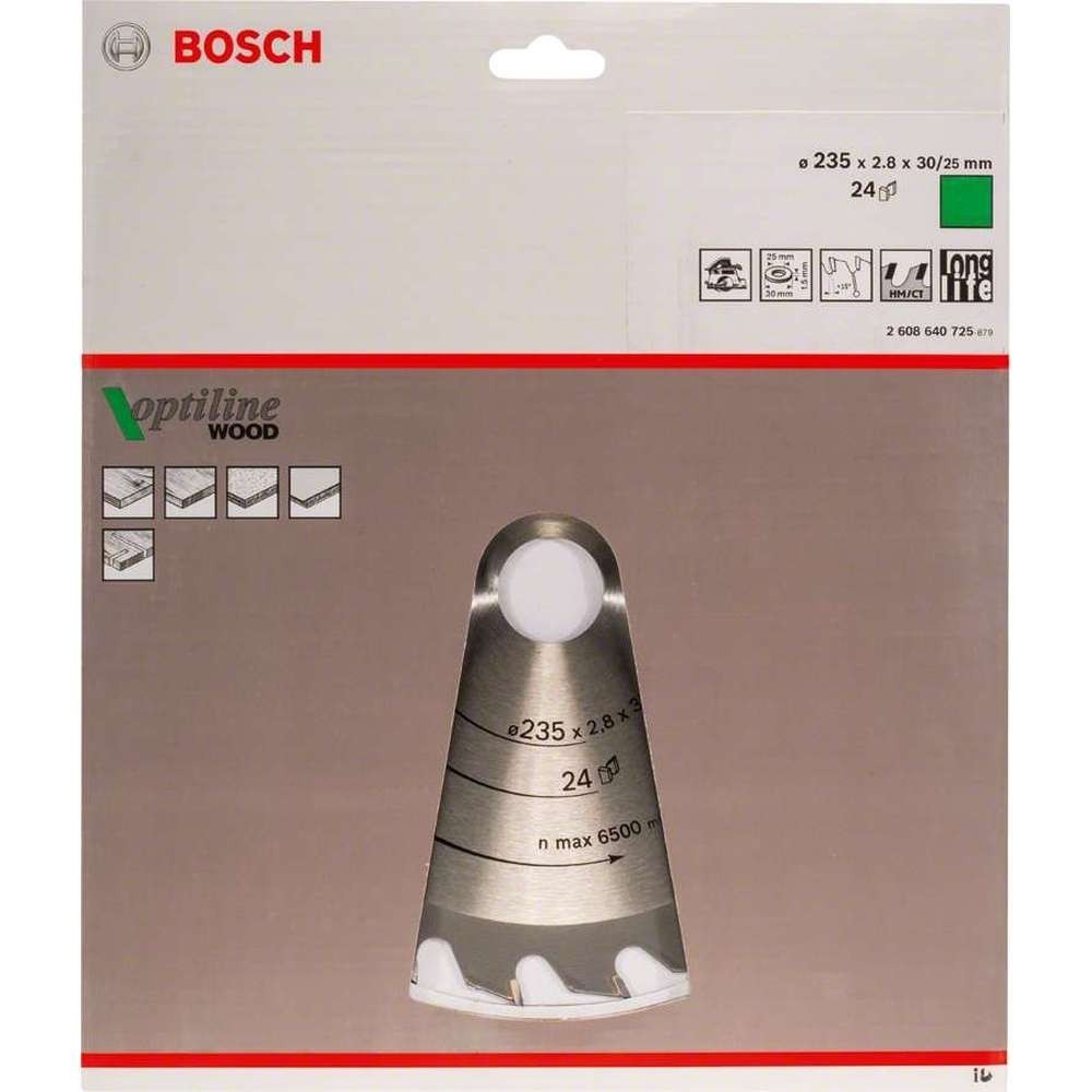 Panza fierastrau circular Optiline Wood 235x30mm, 24 dinti, Bosch