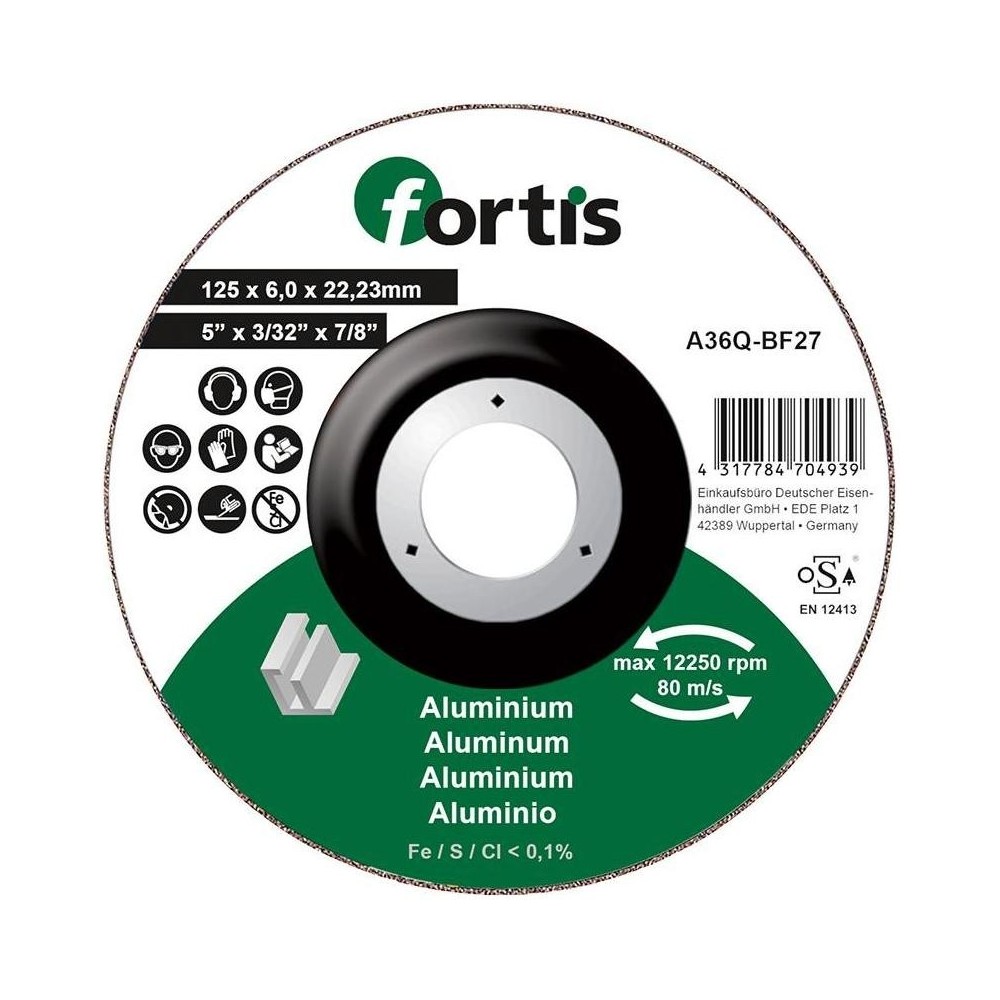 Disc de polizat pentru aluminiu, nemetale 125x6.0mm, Fortis
