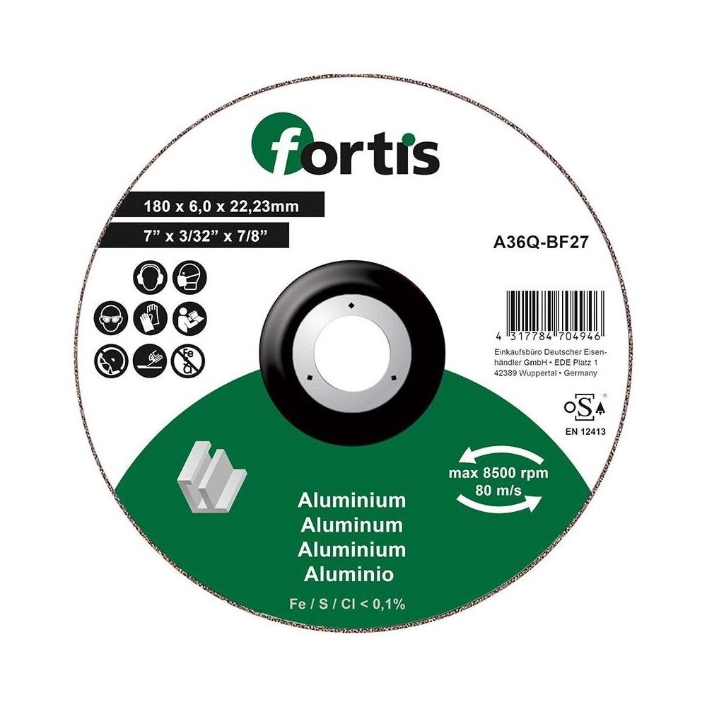 Disc de polizat pentru aluminiu, nemetale 180x6.0mm, Fortis