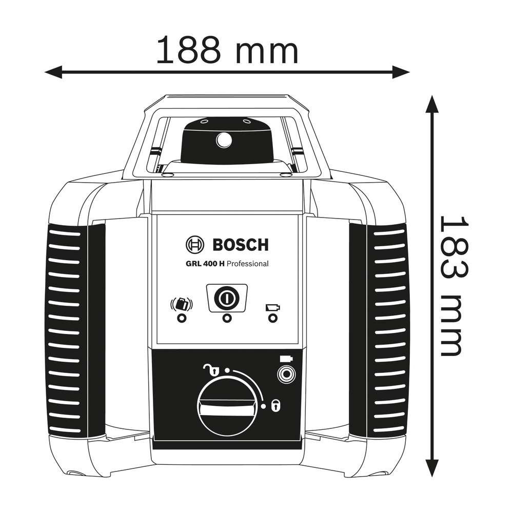 GRL 400H + GR 2400 + BT 152 + LR1 Nivela laser rotativa 400m ±0.08mm/m cu trepied, mira si receptor in valiza, Bosch