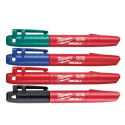 Set 4 markere colorate (negru, roșu, albastru, verde), 1 mm, Milwaukee