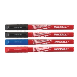 Set 4 markere colorate cu varf fin (negru, rosu si albastru), Milwaukee