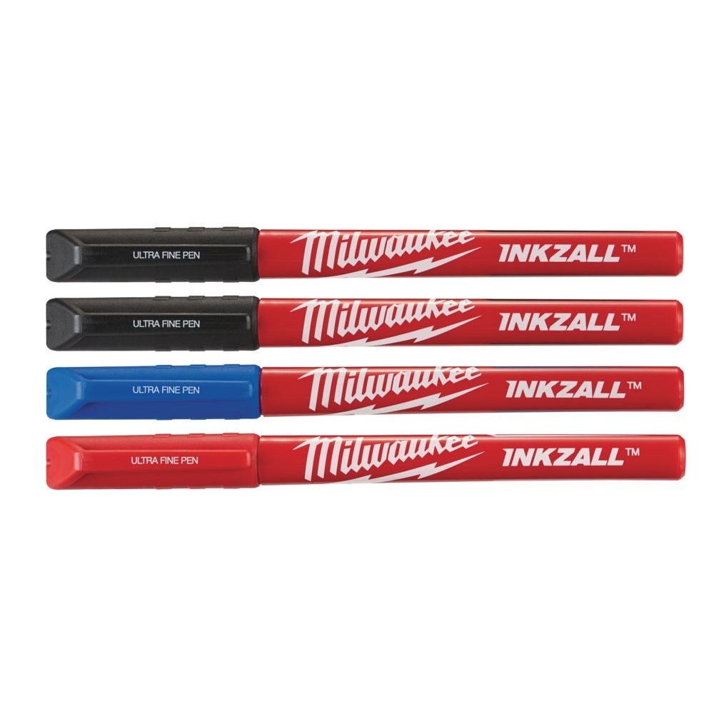 Set 4 markere colorate cu varf fin (negru, rosu si albastru), Milwaukee