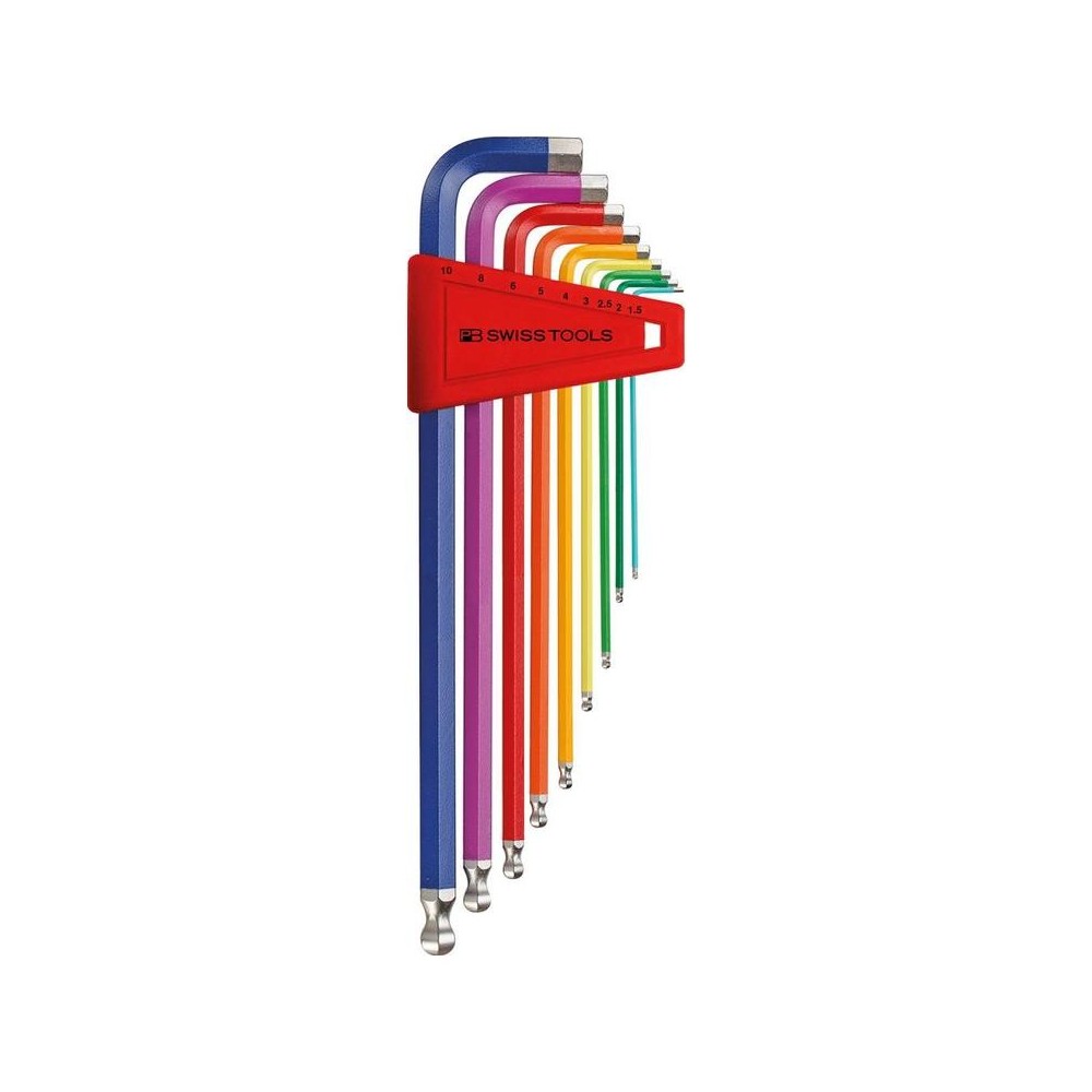 Set chei imbus 1.5-10mm Rainbow cap cu bila, 9 piese, PB Swiss Tools