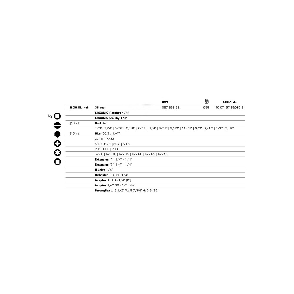 Trusa R-GO XL Inch - 36 piese, Felo