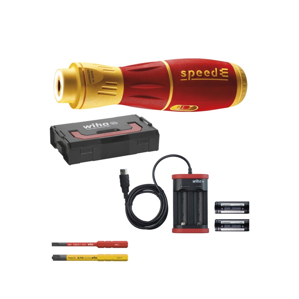 Surubelnita electrica SpeedE II, cu baterii si incarcator USB, L Boxx Mini, Wiha