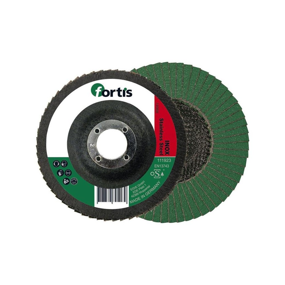 FORTIS - Disc abraziv lamelar pentru inox 115mm, K40 forma arcuita, Fortis