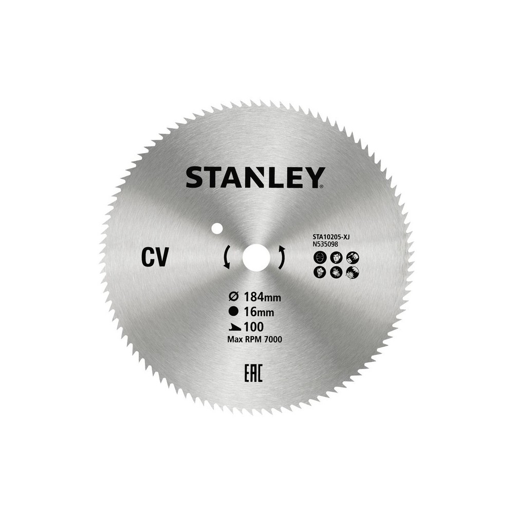 Disc din otel pentru fierastrau circular 184x16mm, 100 dinti, Stanley