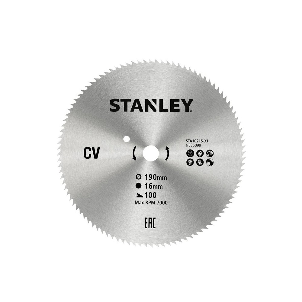 Disc din otel pentru fierastrau circular 190x16mm, 100 dinti, Stanley
