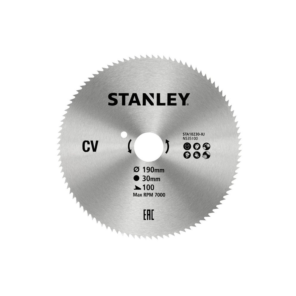 Disc din otel pentru fierastrau circular, de 190x30mm, 100 dinti, Stanley