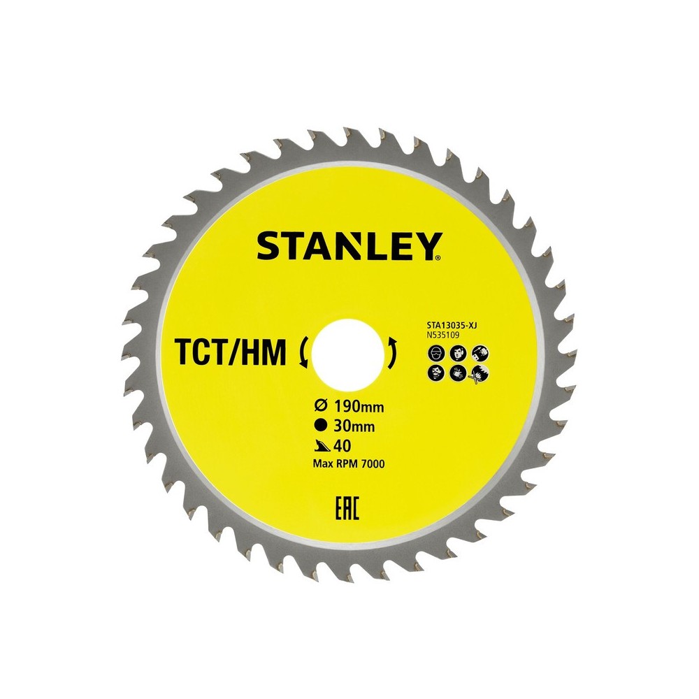 Disc fierastrau circular TCT/HM pentru lemn 190x30mm, 40 dinti, Stanley