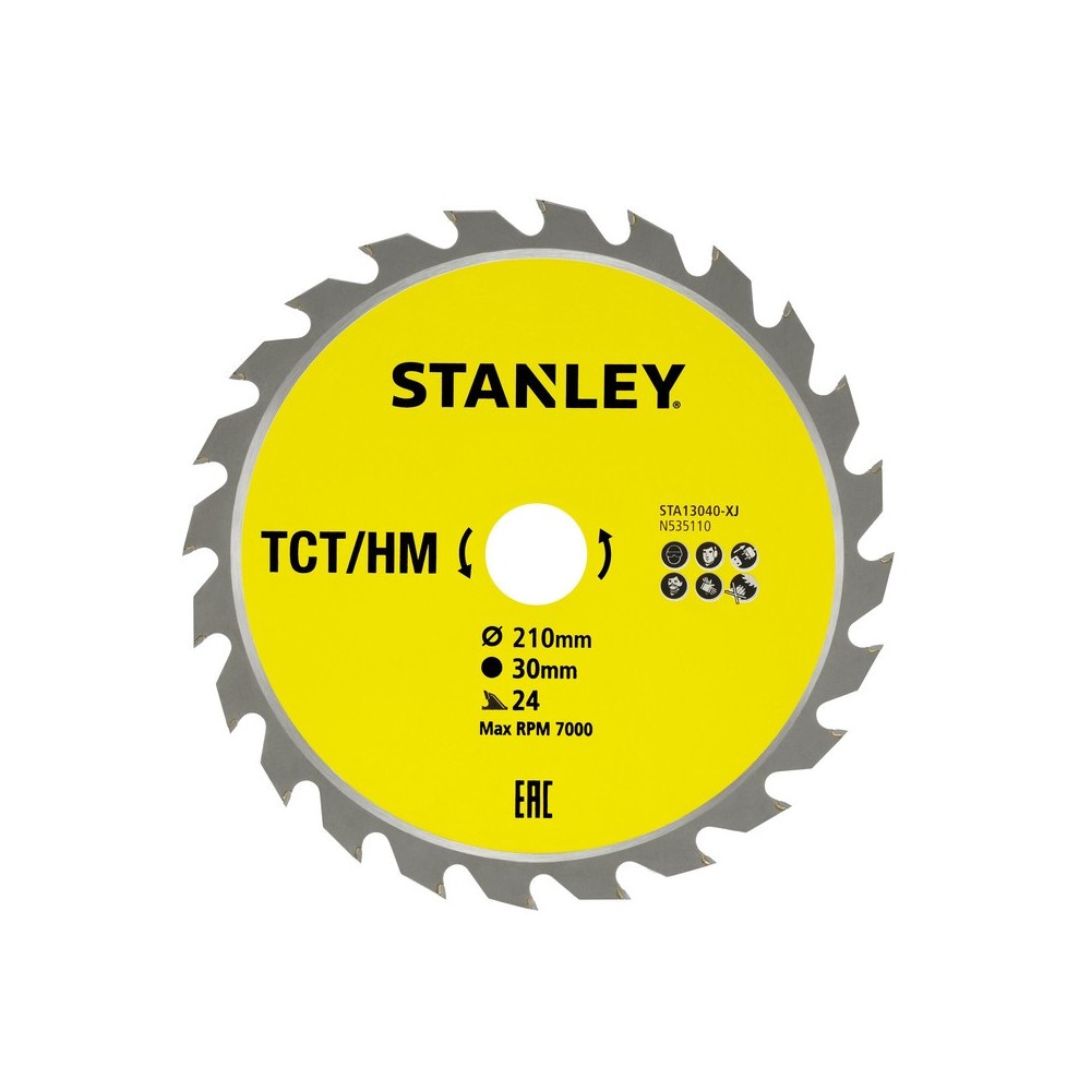 Disc fierastrau circular TCT/HM pentru lemn 210x30mm, 24 dinti, Stanley