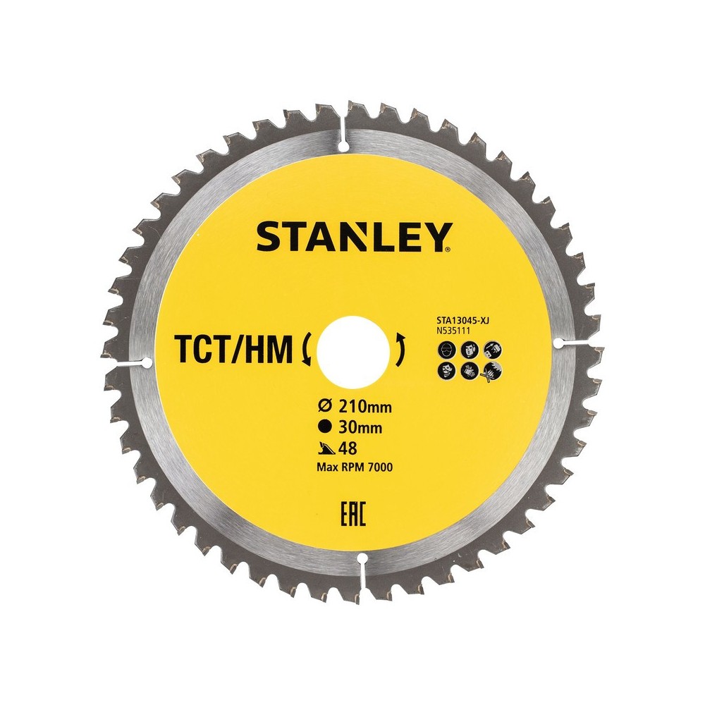 Disc fierastrau circular TCT/HM pentru lemn 210x30mm, 48 dinti, Stanley