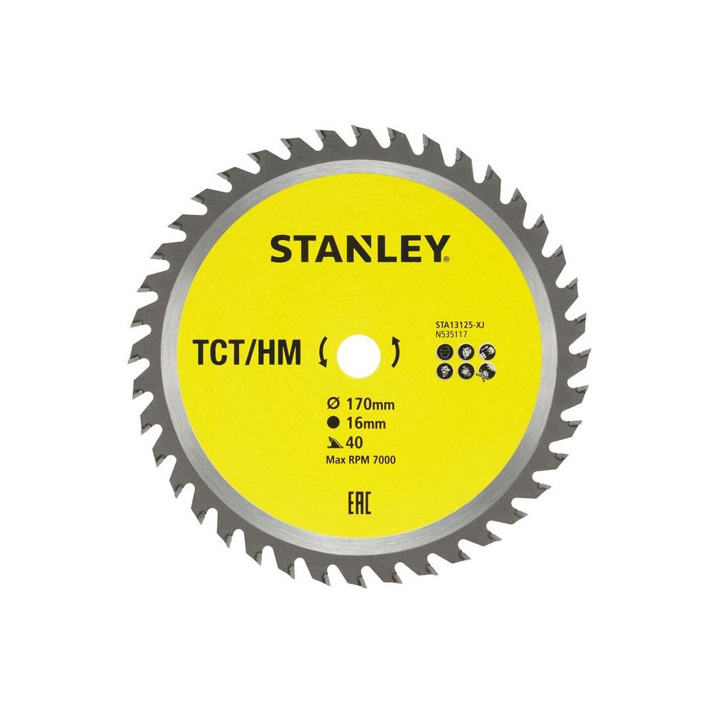 Disc fierastrau circular TCT/HM pentru lemn 170x16mm, 40 dinti, Stanley