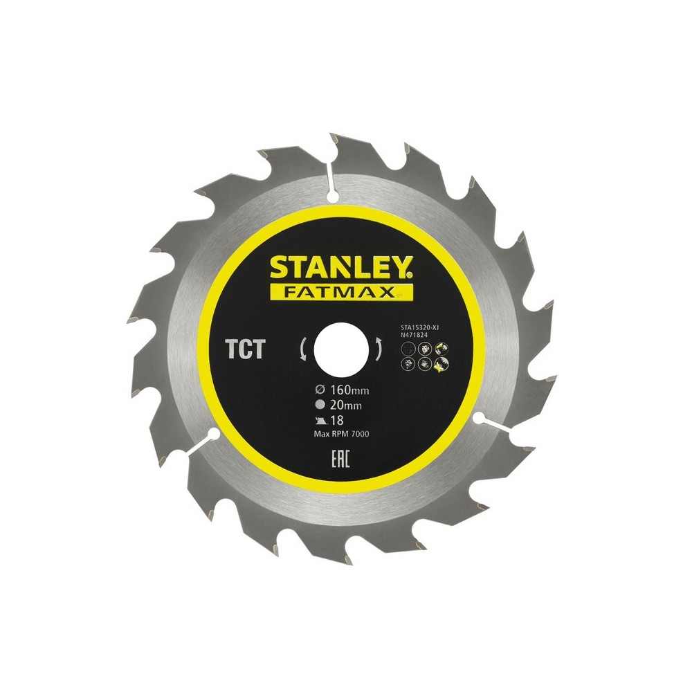 Disc TCT/HM FatMax pentru taiere cu fierastrau circular 160x20mm, 18 dinti, Stanley