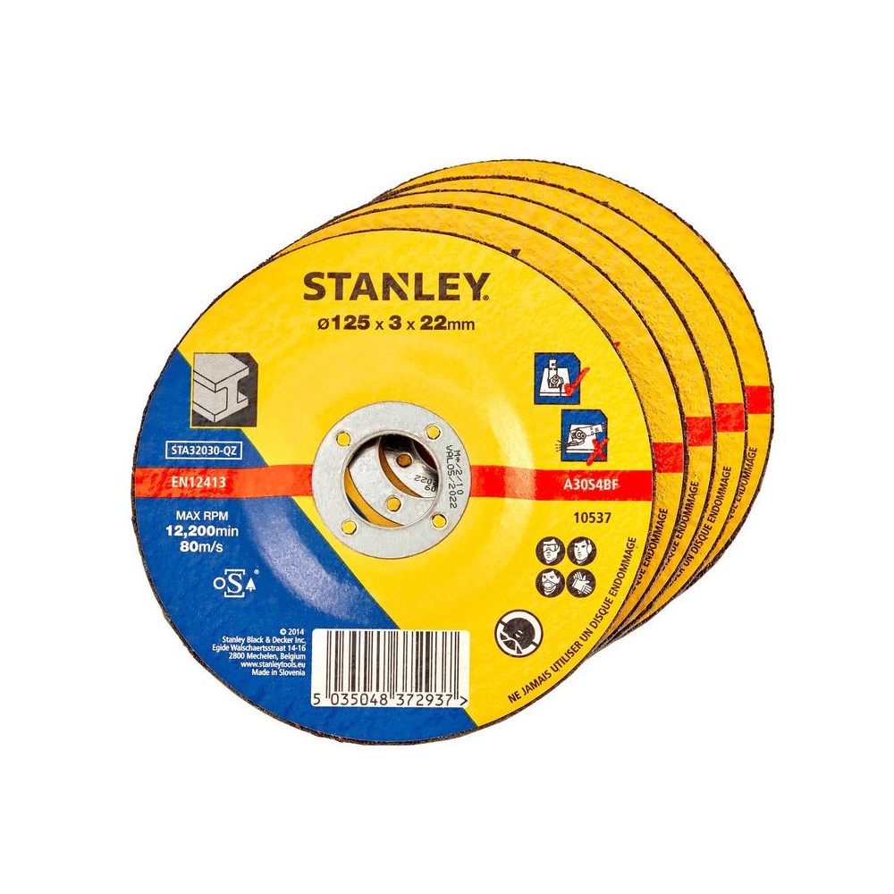 Discuri abrazive pentru taiere metale 125mmx22.2x3mm, Stanley