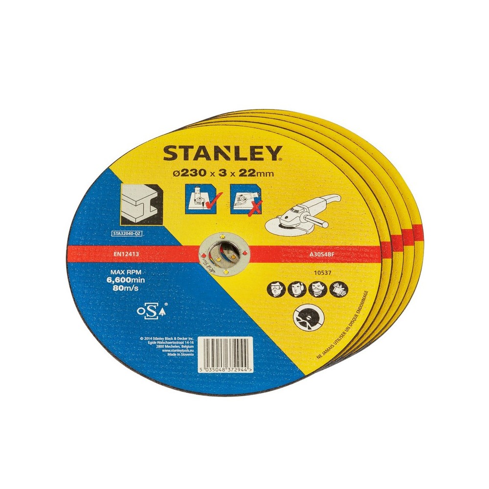 Disc abraziv drept pentru taiere metale, diametru 230x22.2x3.2mm, Stanley
