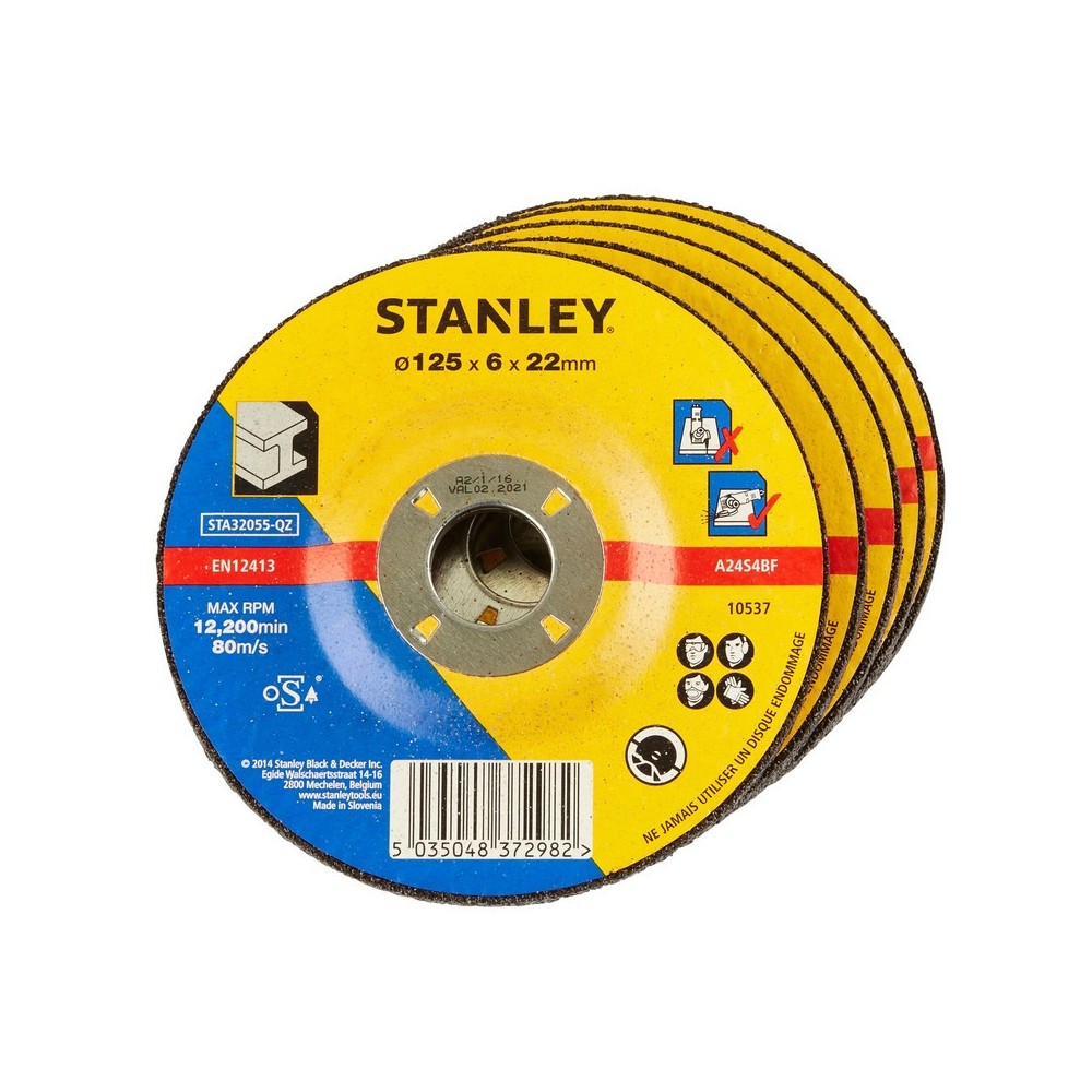 Disc abraziv cu degajare pentru polizare metale diametru 125x22x6mm, Stanley