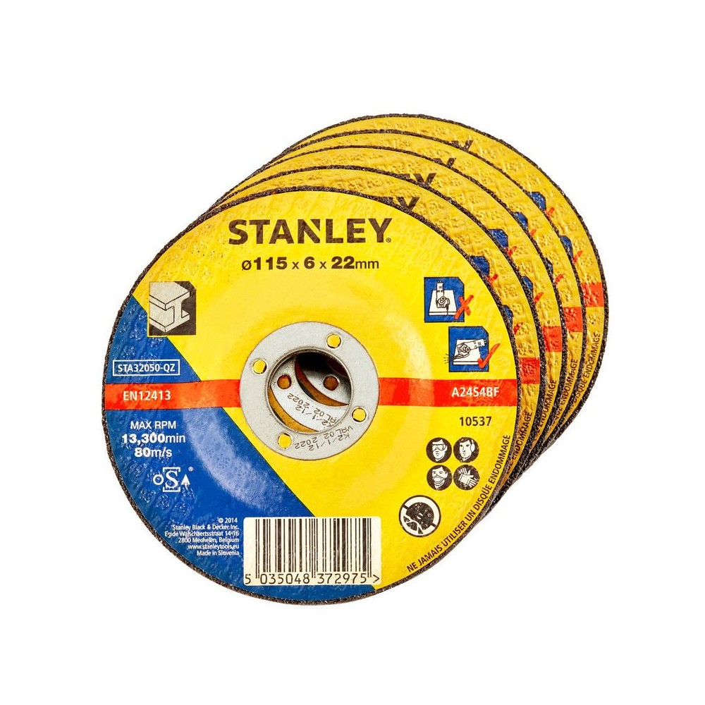 Discuri abrazive cu degajare pentru polizare 115x22x6mm, Stanley