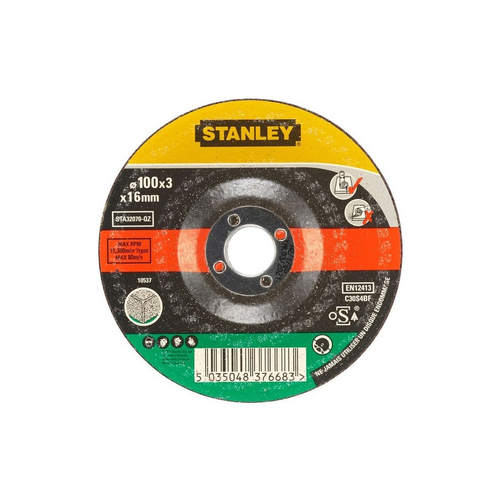 Disc abraziv cu degajare pentru taiere piatra/ciment diametru 100x16x3.2mm, Stanley