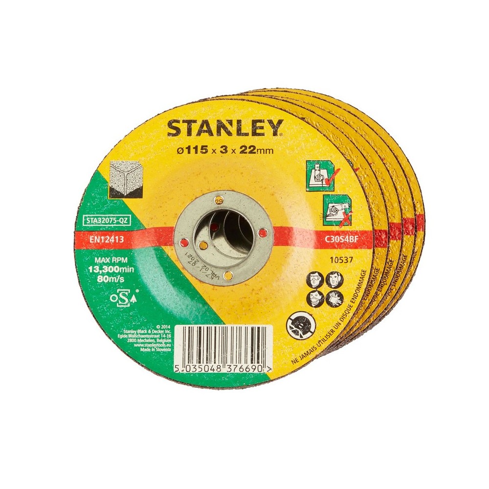 Disc abraziv cu degajare pentru taiere piatra/ciment diametru 115x22x3.2mm, Stanley