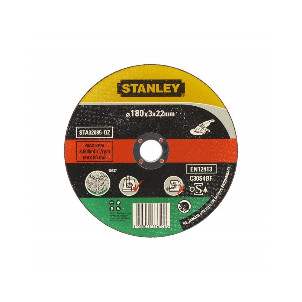 Disc abraziv pentru taiere piatra/beton, diametru 180x22mmx3.2mm, Stanley