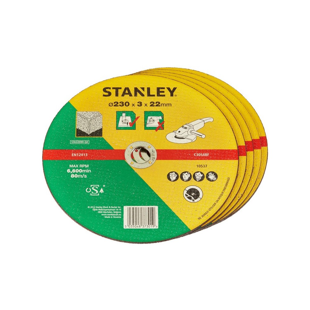 Disc abraziv pentru taiere piatra/beton, diametru 230x22mmx3.2mm, Stanley
