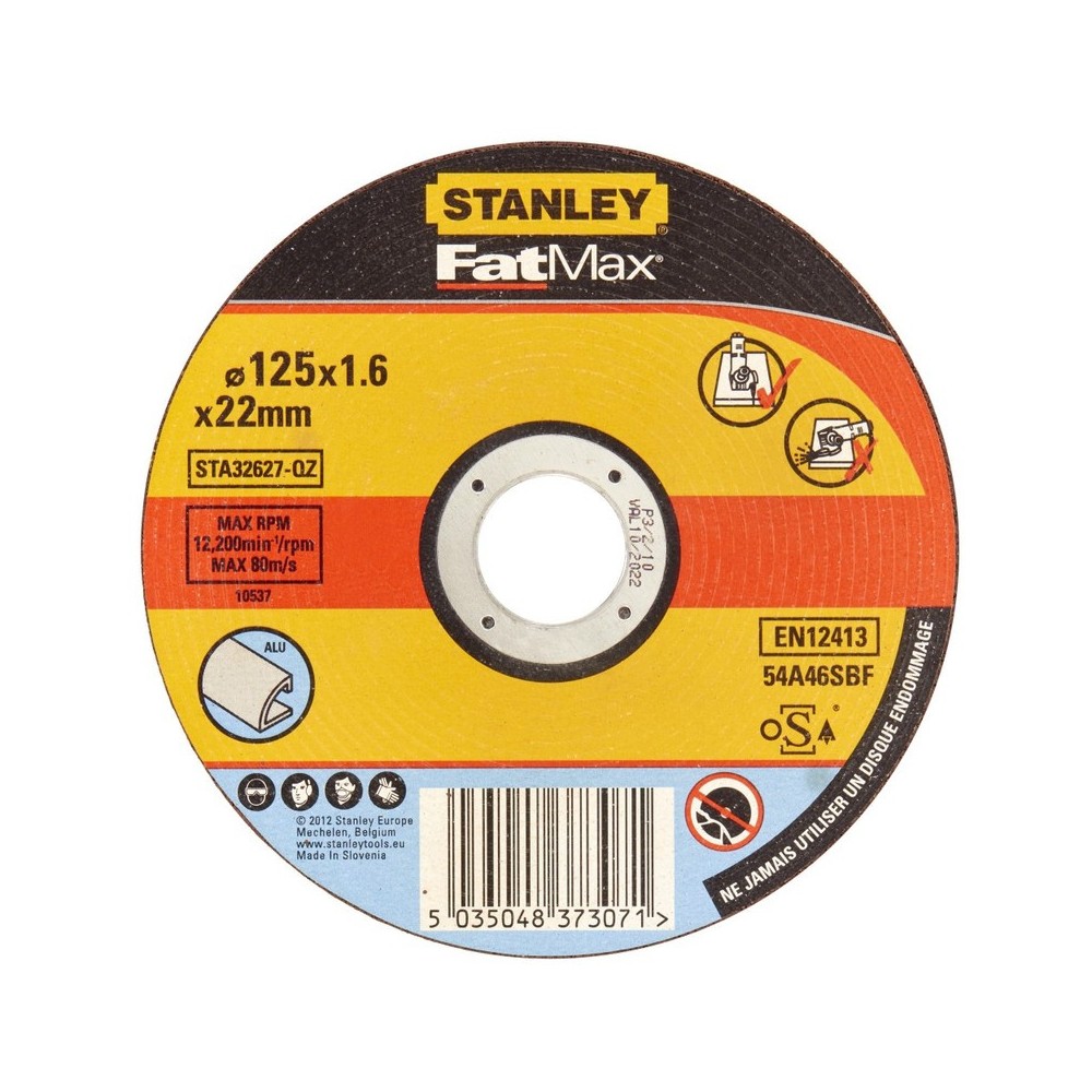 Disc abraziv drept FatMax pentru taiere aluminiu, diametru 125x22.2x1,6mm, Stanley