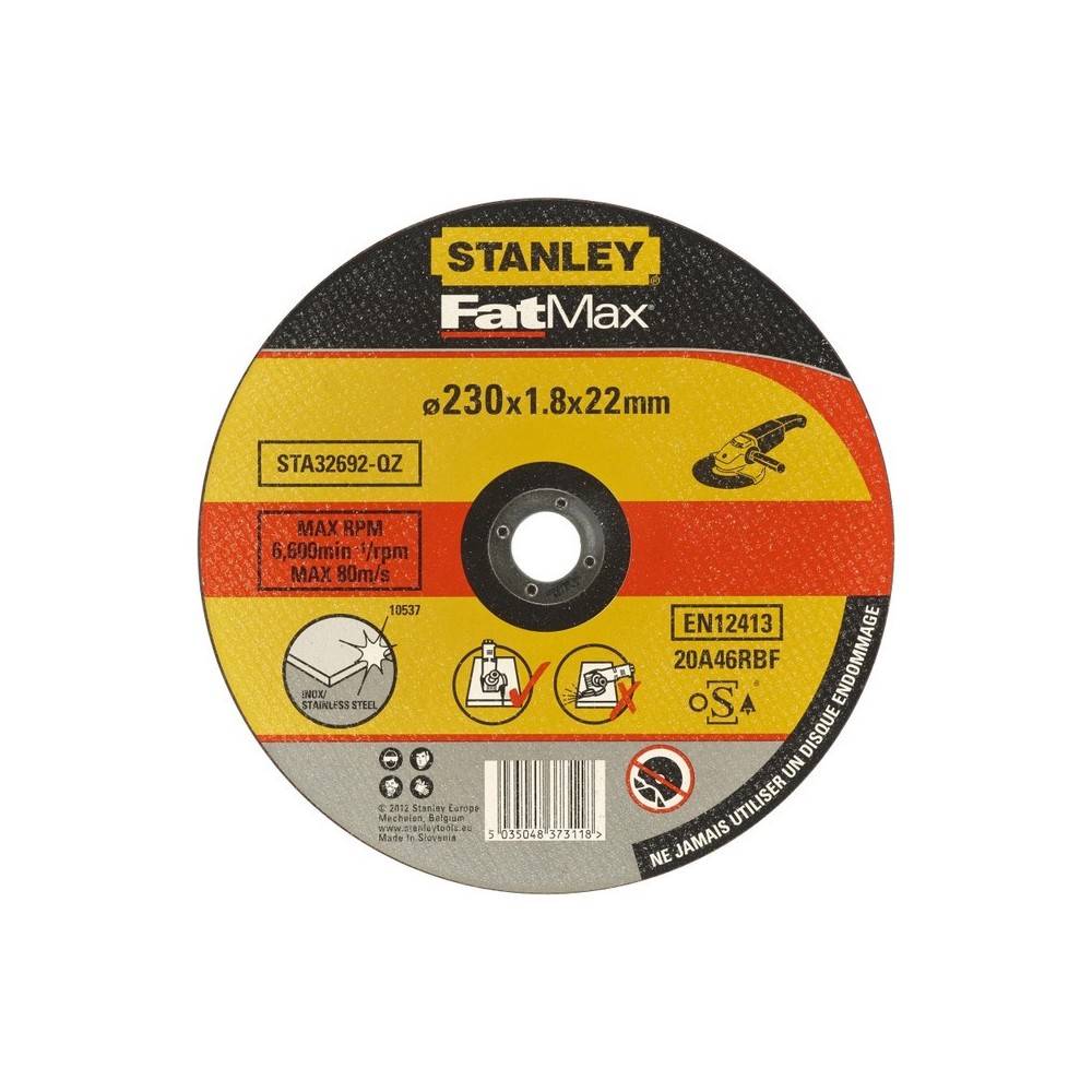 Disc abraziv drept FatMax pentru taiere inox, diametru 125x22.2x1.8mm, Stanley